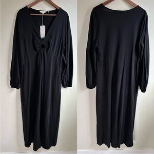 Boden Long Maxi Dress Black US 14R Long Sleeve beachy casual NWT D059